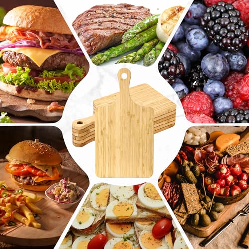 6 Pcs Bamboo Cutting Boards Bulk 13 Inch Thicken with Handle (13 x 7 inches)