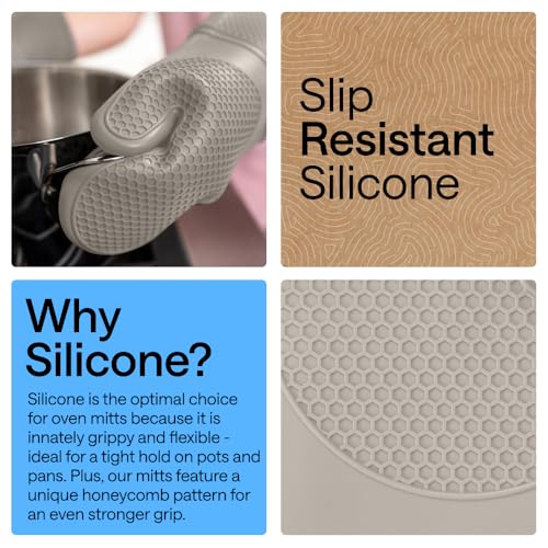 Silicone Oven Mitts (Almond / 14.5" Oven Mitts)