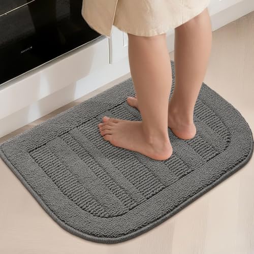 30x18 Inch Kitchen Rugs Non Slip Washable Kitchen Sink Rug (1'6" x 2'6" (Semicircular) / Grey)