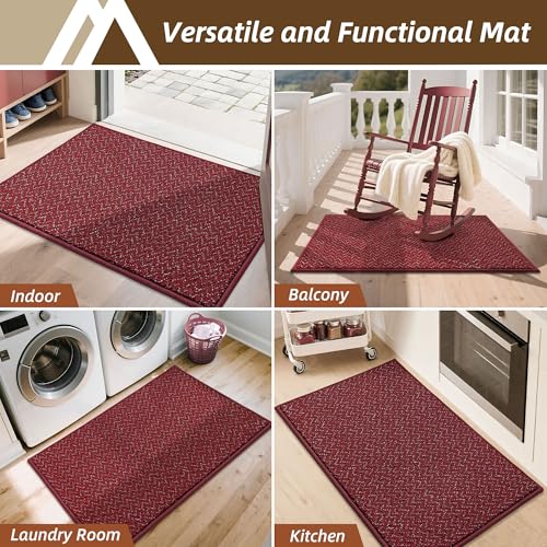 Dirt Trapper Door Mat 32"x48" Non Slip Washable Red