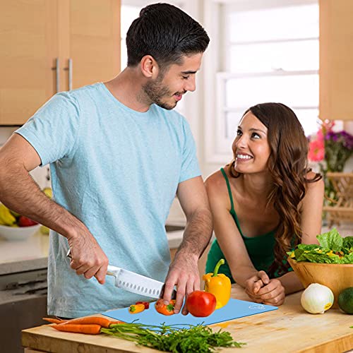 Flexible Plastic Cutting Board Set of 3 Gradient Color (Blue)