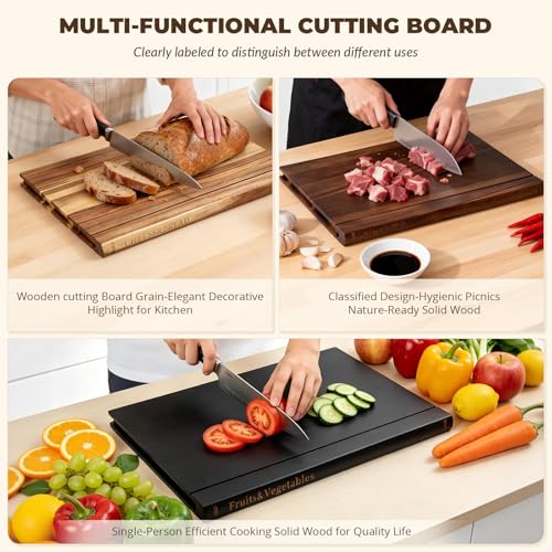 Book Cutting Board Set with Stand (13.8"L x 13.8"W)
