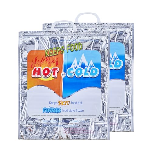 Hot and Cold Insulated Bags for Food Delivery (Large (Meal and Grocery Size) / Silver)