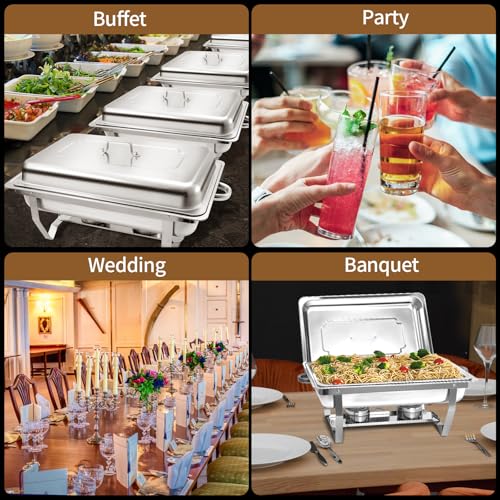 8 Qt 4 Pack Full Size Chafing Dishes Buffet Set (4 Pack - 1/1 Pan)