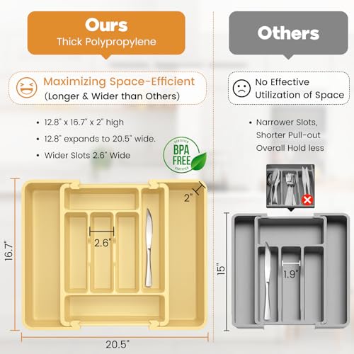 Large Silverware Organizer for Kitchen Drawer & Utensils (Desert Sand)