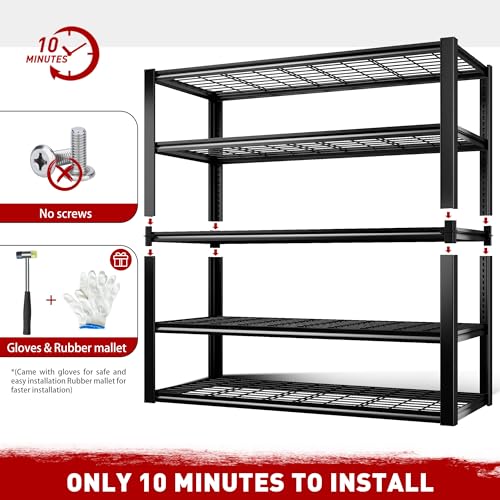 48" W Garage Shelving Heavy Duty Load 2500LBS (48''W X 72''H X18''D)