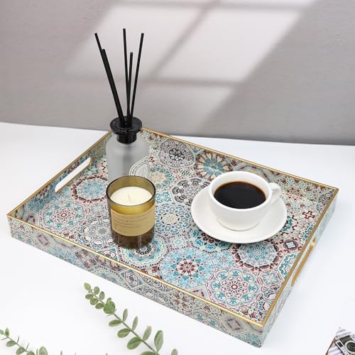 Decorative Serving Tray with Handles (Sp3040re2 / 16" x 12" x 1.6")