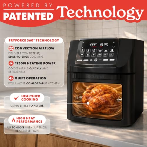 Air Fryer 14 Qt Rotisserie Oven with Window (Black)