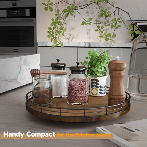 12 Inch Farmhouse Oak Lazy Susan Organizer