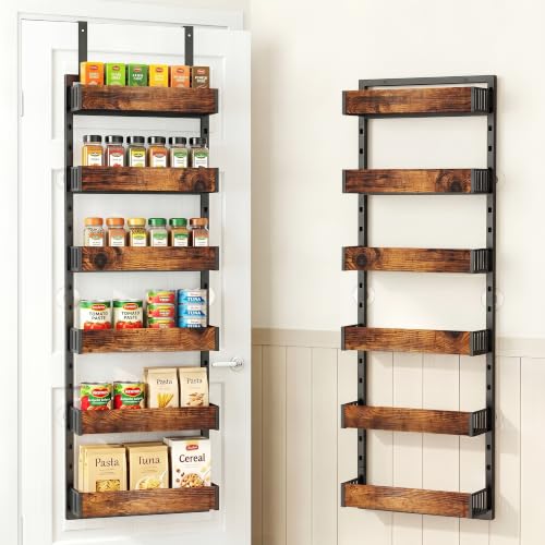 2 Pack Over the Door Pantry Organizer (Black-2P 6-Tier)