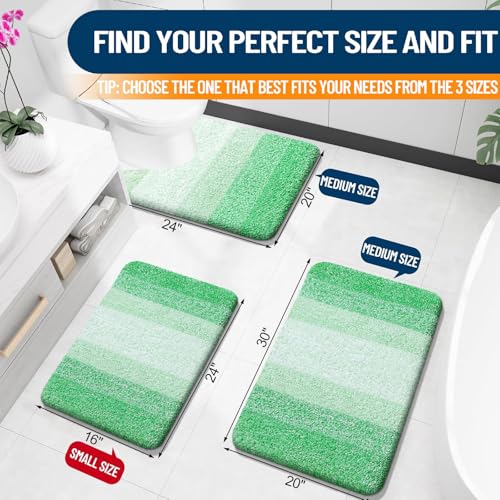 Small Bathroom Rugs 24x16 (24" X 16" / Green)