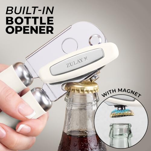 Stainless Steel Swing Open Manual Can Opener Comfortable Grip (Cream / Swing Open)