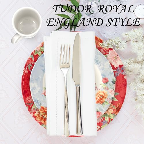16 Piece Porcelain Dinnerware Set for 4 (16 / Crimson)