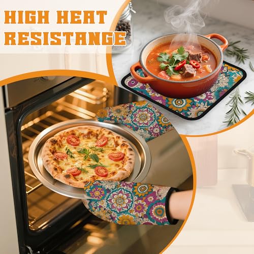 Vintage Mandala Oven Mitts and Pot Holders (4 Count)
