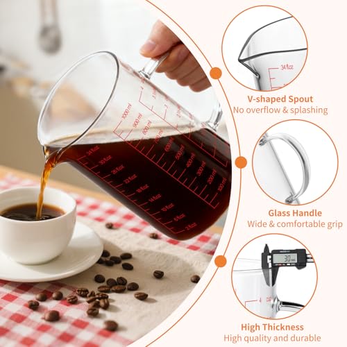 34OZ 1000ML Glass Measuring Cup (34Oz/4Cups/1L)
