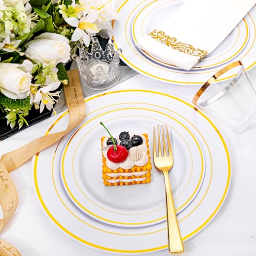 60 Pcs Gold Plastic Plates (60 Pieces / Gold)