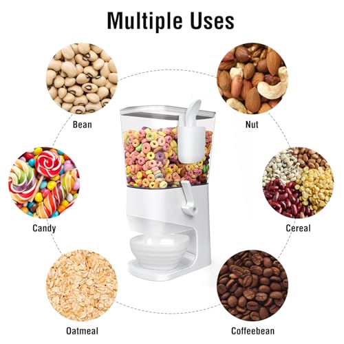 Cereal Dispenser Countertop Wath Bowls and Spoons（2pcs White） (3.5Qt & White & 2pack)
