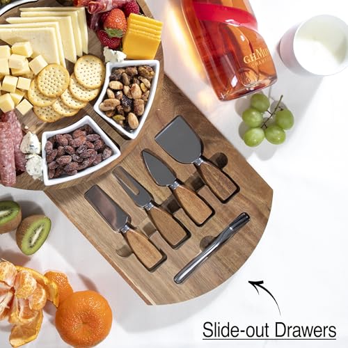 Acacia Cheese Board & Knife Set (Plain / No Engraving)