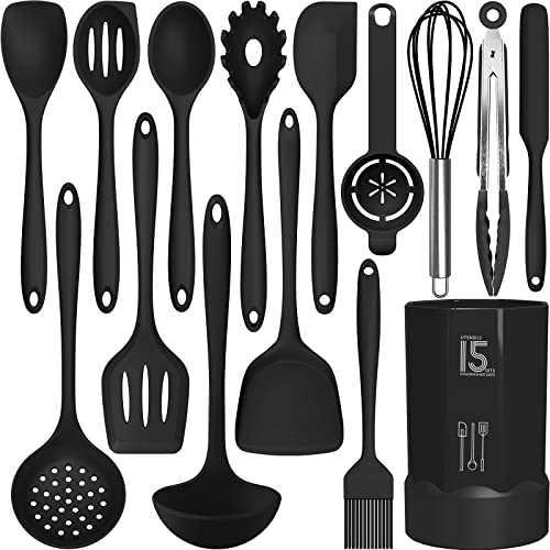 Silicone Cooking Utensils Set (Black)