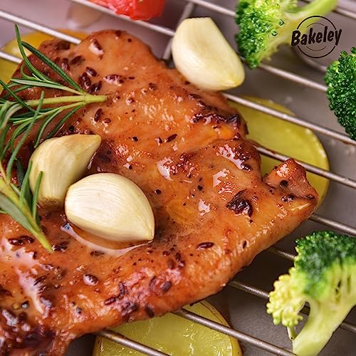 13 Inch Baking Pan With Rack Carbon Steel Nonstick Tray for Oven Roasting (Champagne Gold / 13 Inch Deep)
