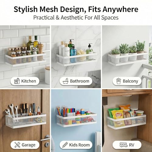 Mesh Shower Caddy Wall Mount (White / Full Mesh (12.6" Wide))