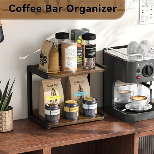Kitchen Counter Shelf Organizer (Rustic Brown / Small)