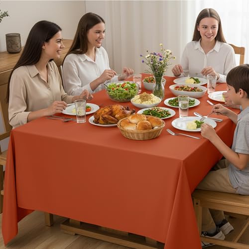 10 Pack Rust Tablecloths for Rectangle Tables (Rust / 70x120 In, 10 Pack)
