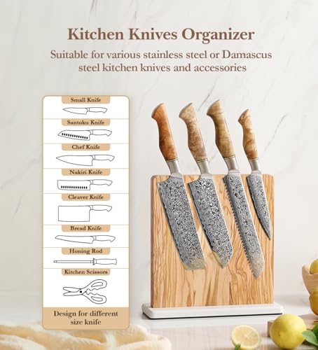 Double sided Magnetic Knife Holder without Knives (Olive Wood Knife Holder)