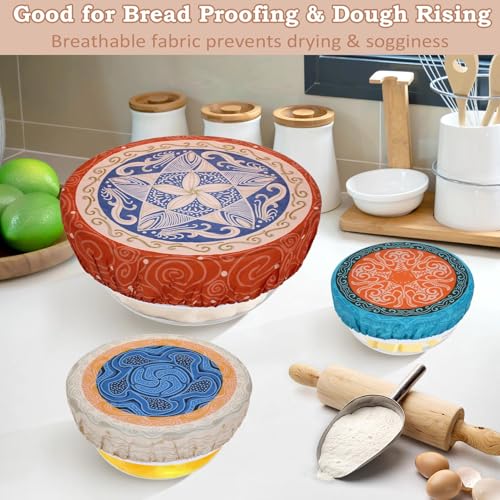 5Pcs Reusable Beeswax Elastic Bowl Covers for Bread Proofing and Food Cover (Concentric Circle)