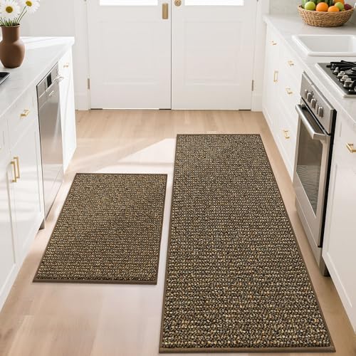 Kitchen Rugs and Mats 2PCS Non (Brown / 20"x32"+20"x48" (Rectangular))