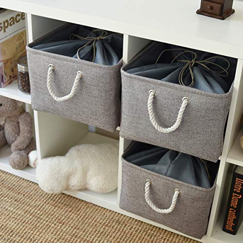 Fabric Storage Bins Baskets for Organizing (Grey / 3PCS/X Large -17.7Lx13.8Wx9.8H)