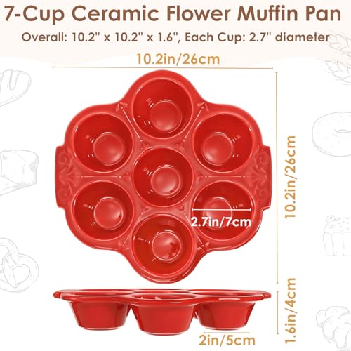 2 Pack Red Ceramic Muffin Pans (Red)