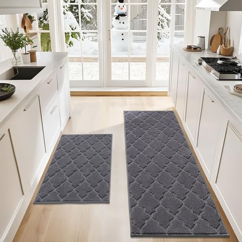 Soft Kitchen Rugs Set of 2 Non Slip 24"x35"+24"x60" (11.6668 Sq Ft)
