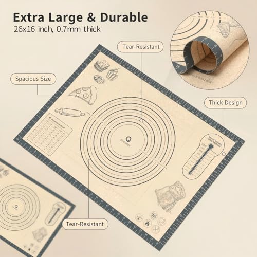 Silicone Baking Pastry Dough Mat (16"W x 26"L)