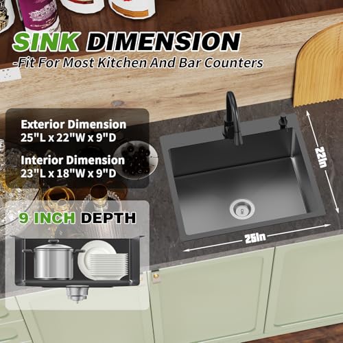 Black Kitchen And Bar Sink (25x22 Black)