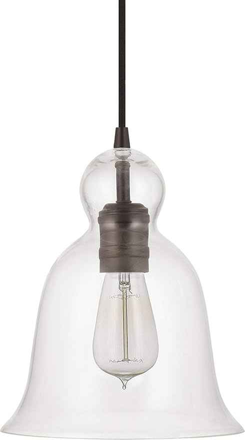 Capital Lighting 4642BB-137 Ashlyn Modern Clear Glass Bell Pendant, 1-Light 75 Watts, 11" H x 9" W, Burnished Bronze