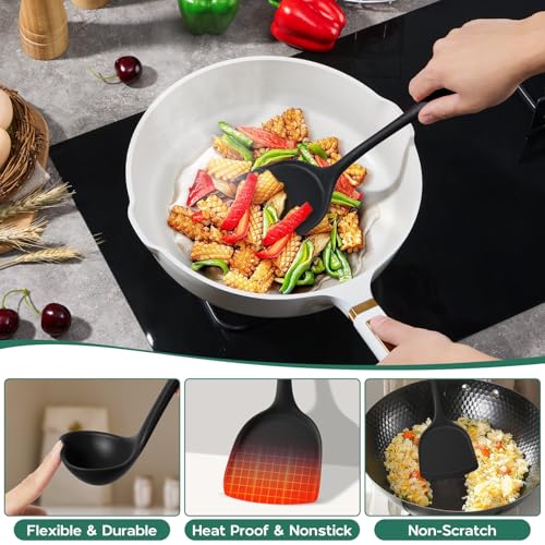 Silicone Cooking Utensils Set (Black)