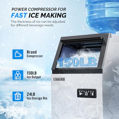 150LBS 24H Commercial Ice Maker Machine with 2 Water Inlets (150LB)