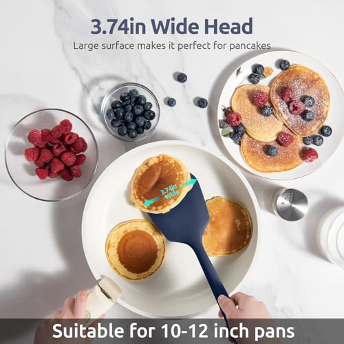 600℉ Heat Resistant Silicone Turner ((3) Midnight Blue / 13.6"x3.74" (Solid Turner))