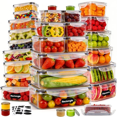 62PCS Thick Food Storage Containers with Airtight Lids for Meal Prep (476oz-31 Pack)