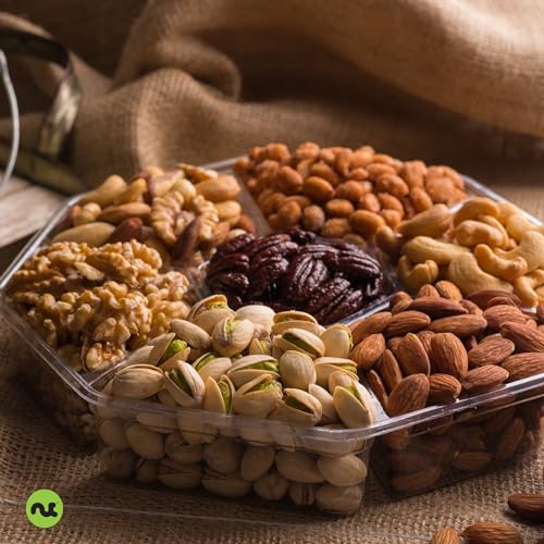 Christmas Treats Mixed Nuts Gift Basket (5. Deluxe Holiday Ribbon - (7 Piece Assortment))