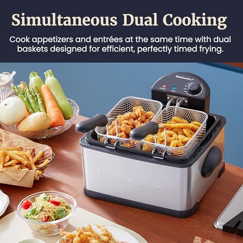 4.5Qt Deep Fryer (2 Baskets / Stainless Steel and Black)