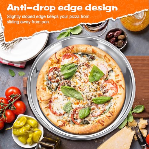2 Pcs 16 Inch Large Deep Pizza Pans Stainless Steel Pizza Tray (2 Count)