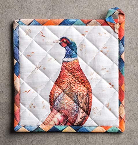 100% Cotton Oven Mitt & Pot Holder Set (084 - Faisan D'automne / 7.5" x 13" & 8" x 8" (Oven Mitt & Pot Holder))