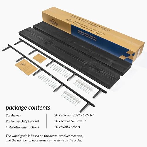 Rustic Floating Shelves 72 inch Long 8 "deep Set of 2 (Black / 72'' x 8''x 2''(set of 2）)