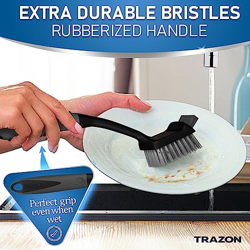 Dish Brush Set of 5 with Holder (Black)