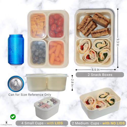 2 Pack Mini Snackle Box Container (Cream / Small Snackle Box Containers)