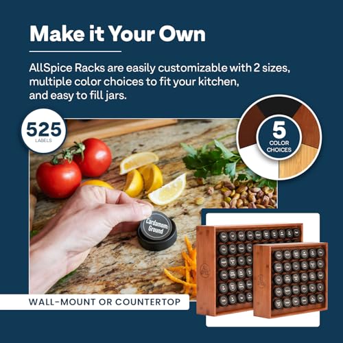 Spice Rack Organizer (60 Jar / Cherry Stain)