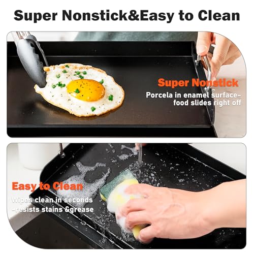 17 x 13 Inch Cast Iron NanoCeramic Griddle for Gas Grills (17" x 13" x 2.6")