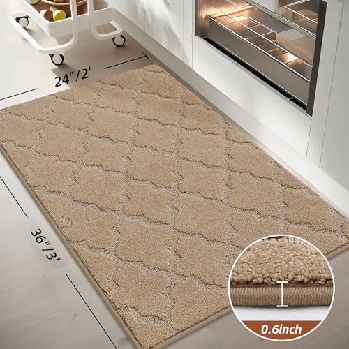 Kitchen Rugs Non Slip Washable 24"x36" (Beige / 24"X 36")
